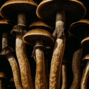 A cluster of z-strain mushrooms, grown from spores