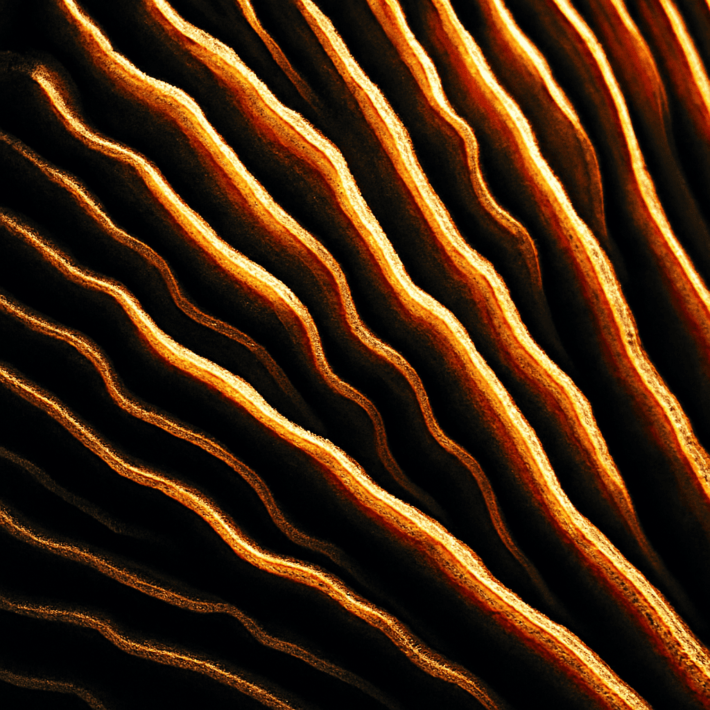 A macro photo of mushroom tissue as viewed through a microscope