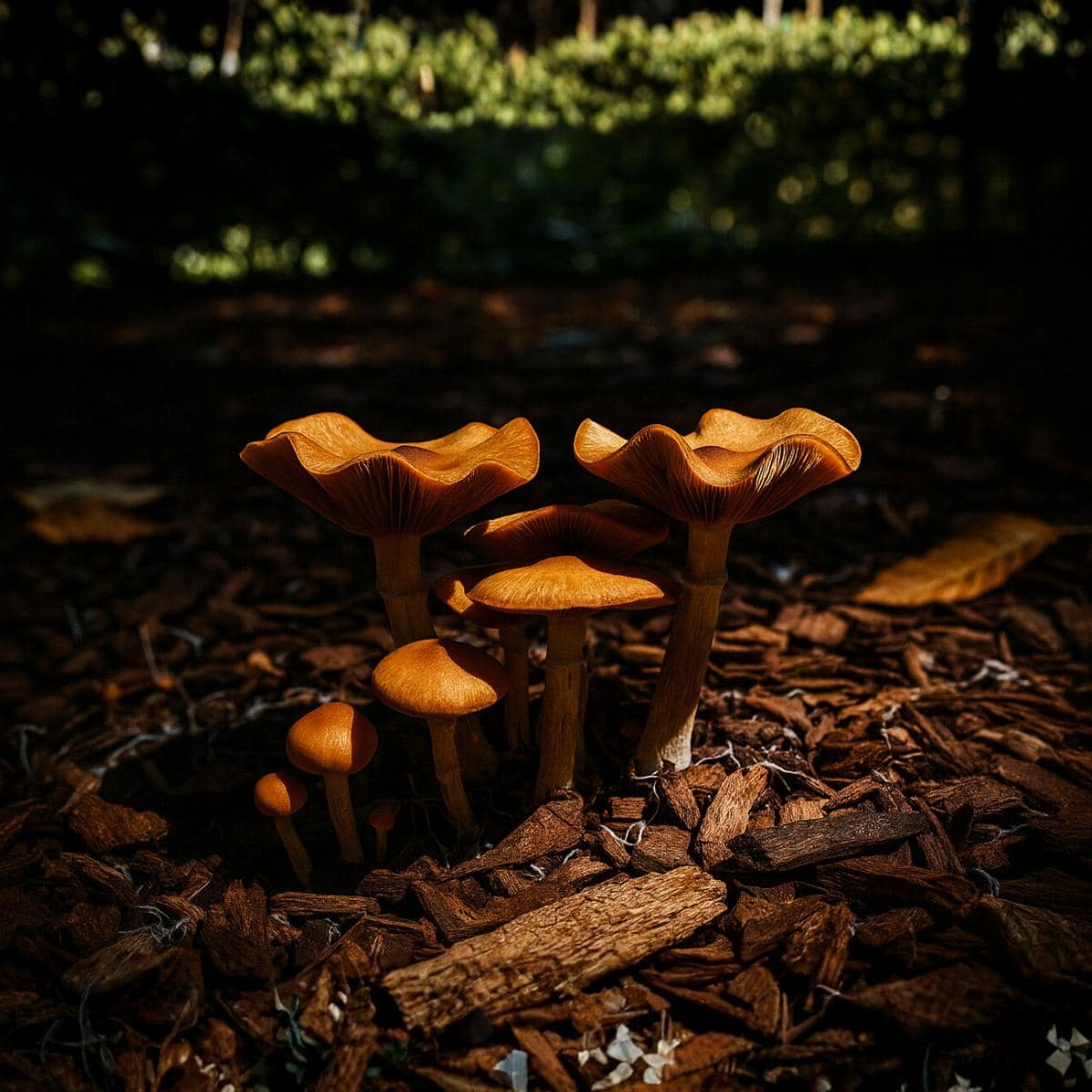 Wavy cap mushrooms growing in the wild